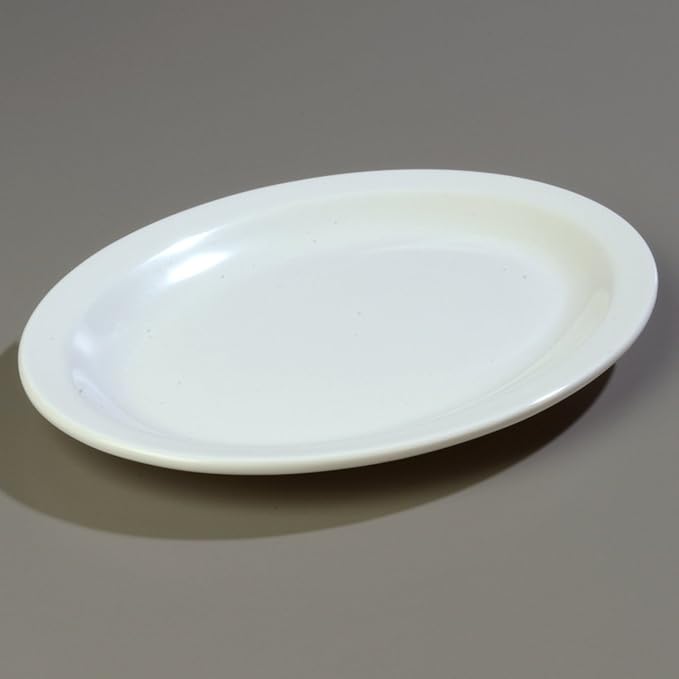 Carlisle FoodService Products Kingline Plastic Oval Platter Oval Tray for Home and Restaurant, Melamine, 12 x 9 Inches, White - Bloomnest