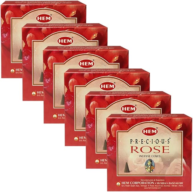 TRUMIRI Incense Cone Holder Bundle with Hem Precious Rose Incense Cones - Pack of 6 (Approx 60 Cones) TRUMIRI