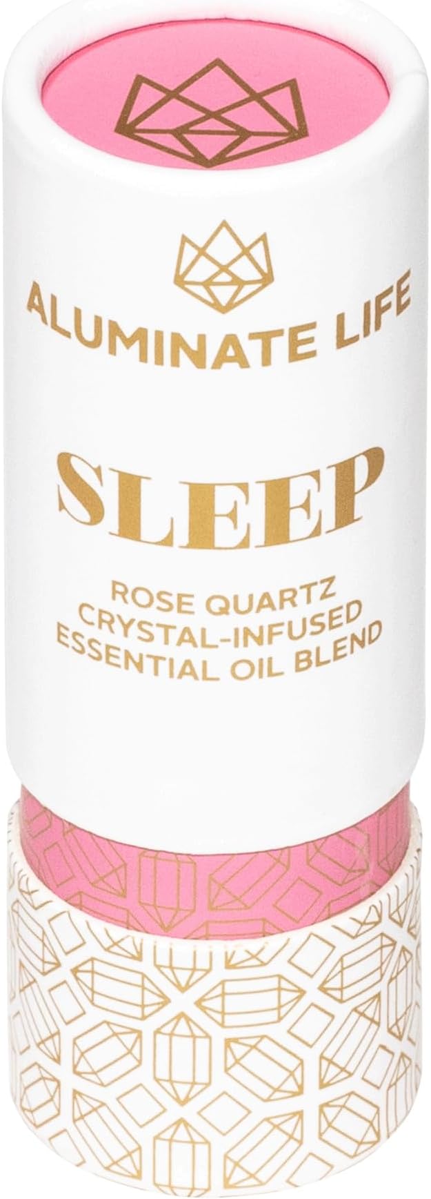 Crystal Infused Essential Oil Vial, 1 Oz, Sleep - Rose Quartz Crystal Infused - Scents of Rose, Lavender, and Vanilla - Aromatherapy Oils, Massage, Stress Relief