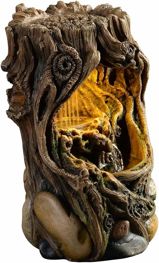GOSSI Indoor Fountain Beautiful Stump Water Fountain Relaxation Raindrop Fountains Meditation Desk Fountain Artistic Waterfall Fountains Home/Office Decor(22013) - Bloomnest