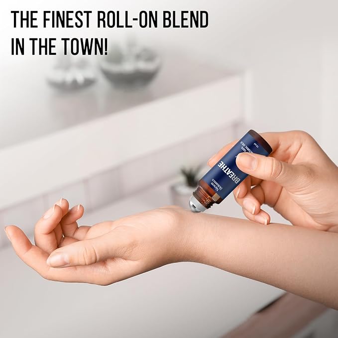 Breathe Essential Oil Roll-On Blend 10 ml - Pure Eucalyptus, Peppermint & Rosemary Oils Roller for Clear Breathing & Respiratory Support - Nexon Botanics - Bloomnest