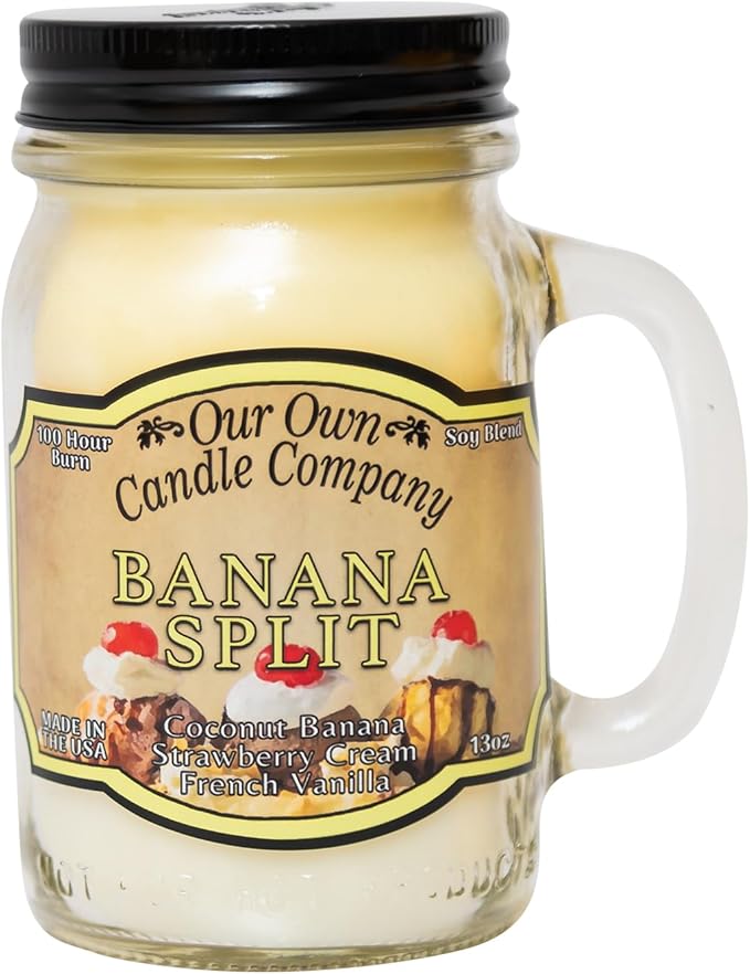 Our Own Candle Company, Banana Split Scented Mason Jar Candle, 100 Hour Burn Time, 13 Ounces - Bloomnest