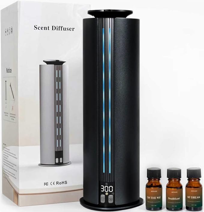 1800 Sq Ft Waterless Diffuser, 100ml Hotel Collection Diffuser Scent Air Machine for Home Cold Air Essential Oil Diffuser for Large Room Office Quiet (Black)