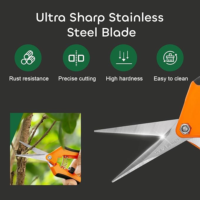 GROWNEER 6 Packs Pruning Shears Gardening Hand Pruning Snips with Straight Stainless Steel Precision Blades - Bloomnest