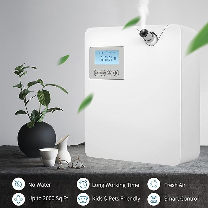 JCLOUD Smart Scent Air Machine with Cold-Air Tech for Home, Hotel Scent Diffuser, Waterless Essential Oil Diffuser 300ML, HVAC Scent Diffuser for Essential Oils for Large Room, Office, Spa - Bloomnest