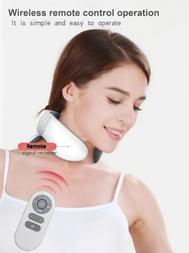 Intelligent Neck Massager 6 Modes 9 Gears TENS Pulse Heating Cervical Massager (White) Bloomnest