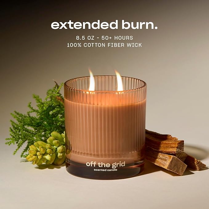 Off The Grid Luxury Scented Candle by Snif, Warm and Calming Candle, 50+ Hours, 100% Cotton Fiber Wicks, Soy Wax Blend, Non-Toxic, Vegan, 8.5 oz - Bloomnest