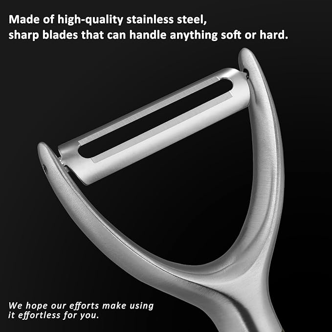 Premium Y Type 304 Stainless Steel Multifunctional Kitchen Peeler Real Wood Handle Ultra Sharp Blade Vegetable Potato Apple（Agarwood） - Bloomnest