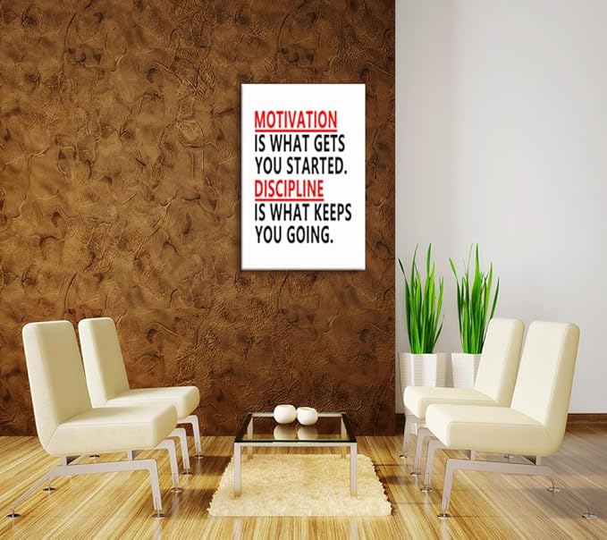 Inspirational Wall Art Discipline Wall Office Poster Motivation Picture Motivational Canvas Painting Print Artwork for Living Room Gym Modern Home Wall Decor Framed Ready to Hang[24''W x 36''H] - Bloomnest