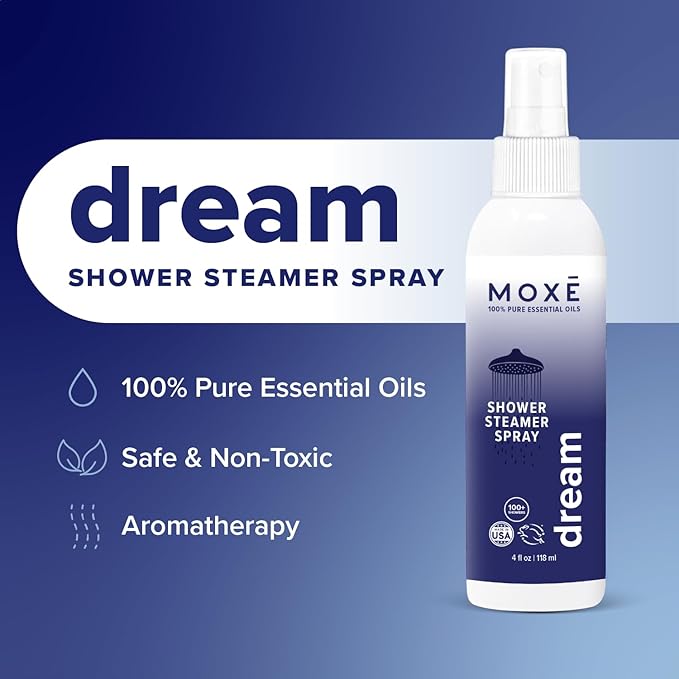 MOXE Shower Mist, Spa Steam Spray, Certified Natural Essential Oils, Aromatherapy, Tension Relief (Dream, 4 Fl Oz (Pack of 1)) - Bloomnest