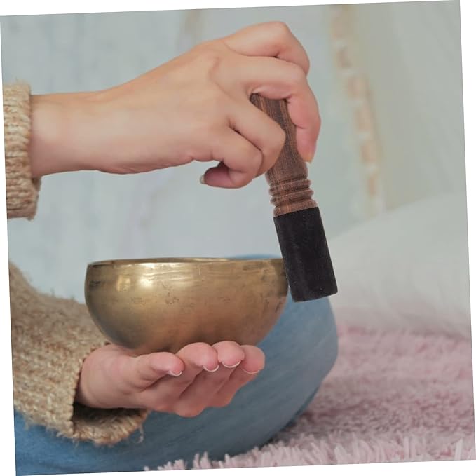 minkissy Nepalese Handmade Sound Bowl Rod Music Therapy Mallet for Meditation Durable Wooden Stick with Unique Handle Design Singing Bowl Accessory for Peaceful - Bloomnest