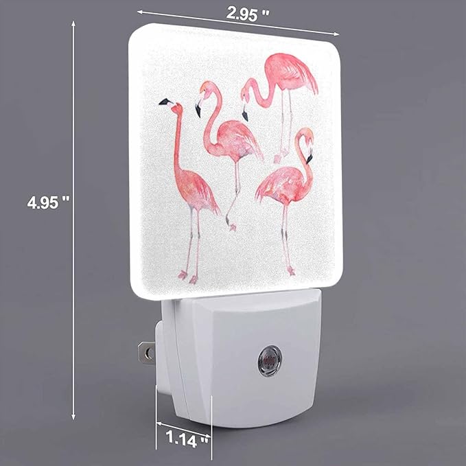 LED Night Light,Watercolor Flamingos LED Night Light Plug into Wall with Dusk to Dawn Light Sensor White Energy Efficient Nightlight for Bedroom Bathroom Hallway Living Room Kitchen - Bloomnest