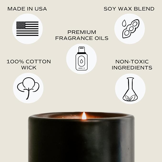 Sweet Water Decor Fraser Fir Soy Candle | Cypress, Evergreen, Cedar, and Fir Balsam Scented Candles for Home | 12oz Black Stoneware Jar, 60+ Hour Burn Time, Made in The USA - Bloomnest