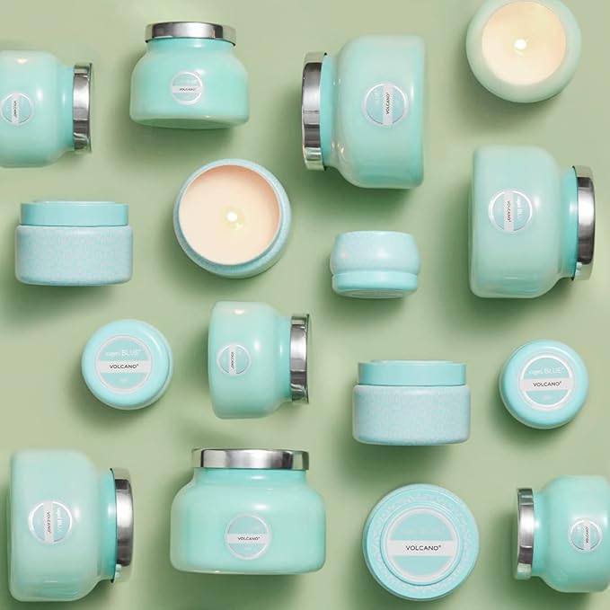 Capri Blue Volcano Scented Candles - Luxury Glass Jar Candles for Home Scented with Tropical Fruit & Sugared Citrus - Soy Wax Blend - Capri Blue Volcano - Aqua Color (19 oz) - Bloomnest