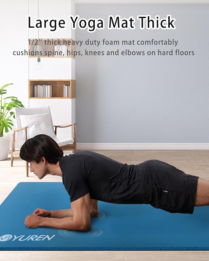 Yoga Mat Thick Wide Yoga Mats for Women Men Large Exercise Mat 78"x35" 1/2 Inch Workout Mat for Home Gym, with Carrying Yoga Bag