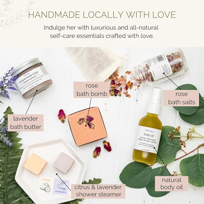 Self Care Gift Basket for Mom: New Mommy Care Package Pampering Gift Set with Bath Accessories and Natural Skincare Products. Our Spa Day Kit for Women is the ideal Birthday Gift Basket for her. - Bloomnest