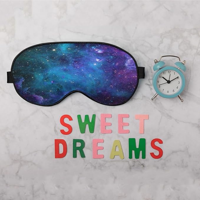 Galaxy Stars Silk Eye Mask Sleep Mask Abstract Space Blue Purple Nebula Starry Sky Eye Mask with Adjustable Strap Lightweight for Women Work Travel Night Sleep - Bloomnest