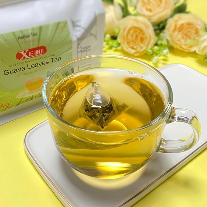 XIEJINJI Guava Leaf Tea Bags, 40 Count, Hojas De Guayaba, Made from 100% Natural Guava Leaves, No Flavoring & No Additives & Caffeine Free, Pyramid Clear Filter Teabag - Bloomnest