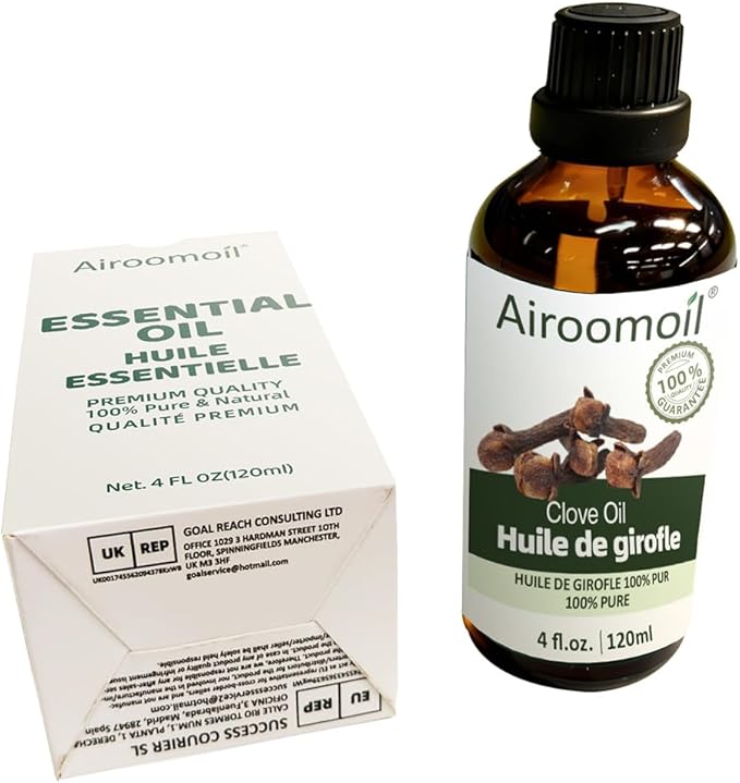 Pure Clove Essential Oil, 100% Natural 4 Fl Oz (120 ml) for Diffusers, Home Fragrance, DIY Candles, Soap, Sprays, Perfect Holiday Gift and Seasonal Aromatherapy Airoomoil