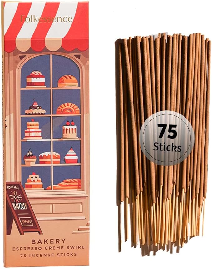 Folkulture Incense Sticks (75 Sticks) |8" Premium Coffee Incense Sticks for Aromatherapy, Focus, Energy, Gifts for Women | No Charcoal,Organic, Non Toxic, 45 Mins, Long Burning Insence-Sticks FOLKULTURE