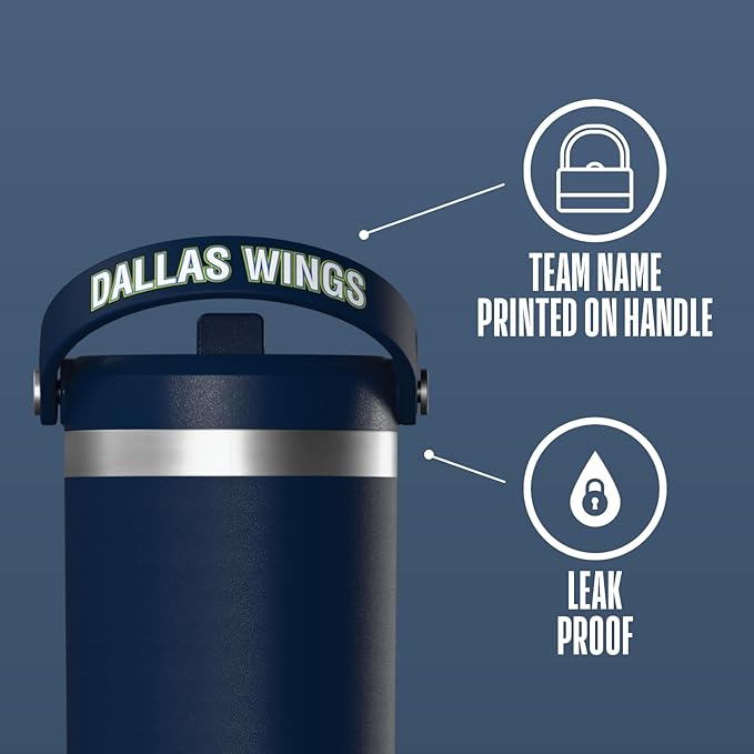 Hydrapeak x WNBA Officially Licensed Dallas Wings 32 oz Nomad Tumbler with Handle and Straw Lid, Leakproof Stainless Steel Water Bottle - Bloomnest