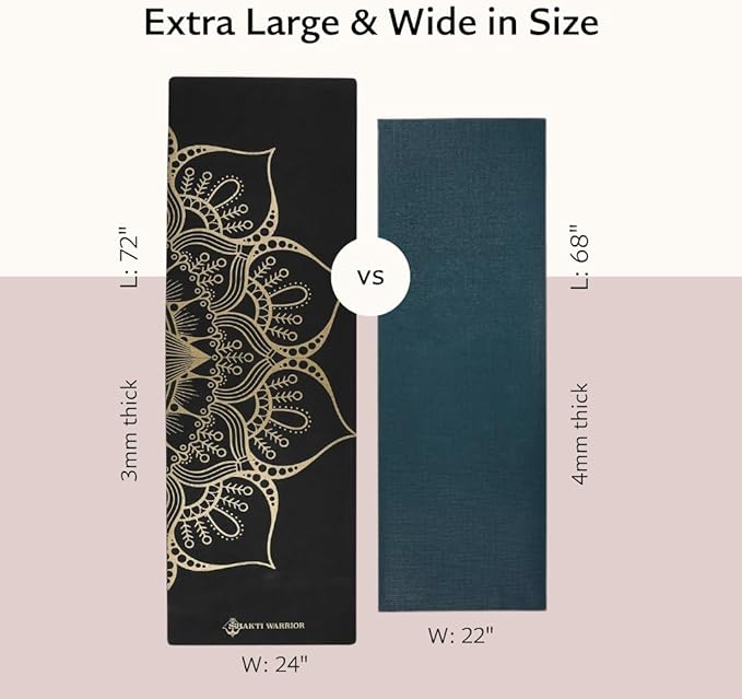Shakti Warrior Cork Yoga Mat - Artist Designed, Premium Printed Eco-Friendly Non-Slip mat, Great for Regular & Hot Yoga, Pilates, Workouts 72 inch x 24 inch x 3mm Thick - Bloomnest