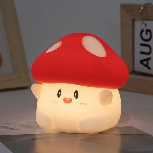 Hug Mushroom Lamp, Cute Mushroom Night Light, 2 Levels Dimmable Night, LED Squishy Night Light for Kids Sleep, Rechargeable Bedside Touch Silicone Lamp, Unique Dorm Decor Gift Toy - Bloomnest