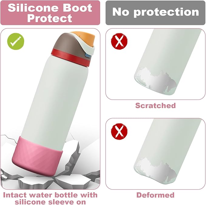 2PCS Silicone Water Bottle Boot for Owala 24oz 32oz 40oz, Anti-Slip Protective Sleeve Bottom Bumper Protector for FreeSip, Twist, and Flip Stainless Steel Water Bottles Alwenid