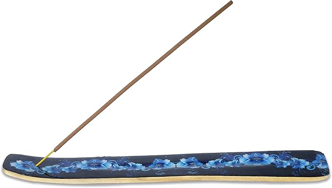 Bless-International Traditional-Handmade-Burner Wooden-Incense-Stick-Holder Ash-Catcher-Stand for-Aromatherapy-Meditation-Yoga (Meditation Time) 10 Inches, Pack of 1 - Bloomnest