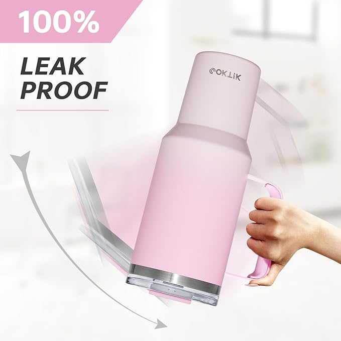 COKTIK 40 oz Tumbler With Handle and Straw Lid, Vacuum Insulated Travel Coffee Mug Stainless Steel Insulated Cup for Beverages, Leak-proof, Cupholder Friendly (Sakura) - Bloomnest