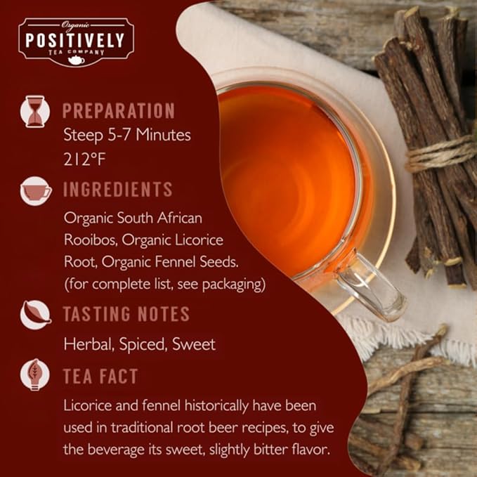 Organic Positively Tea Company, Root Beer Rooibos Tea, Loose Leaf, 16 Ounce - Bloomnest