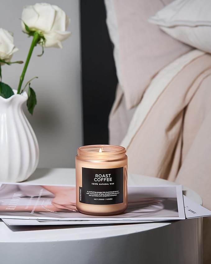 M&SENSE Coffee Candles Scented Strong, Organic Natural Soy Wax for Bedroom Kitchen Home Decor, 7.05oz 50 Hours Slow Burn Candle Highly Scented Candle Housewarming Gift for Men Women - Bloomnest