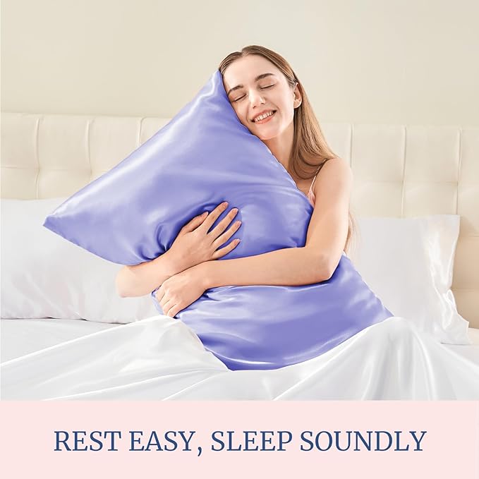 BEDELITE Satin Pillowcase for Hair and Skin, Super Soft Similar to Silk Pillow Cases 4 Pack with Envelope Closure, Cooling Pillowcases for Women Men (20"x30" Queen Size, Lilac) - Bloomnest