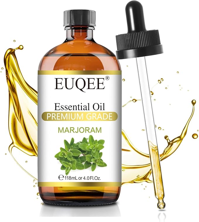 EUQEE Marjoram Essential Oil 118 ml Large Bottle Premium Marjoram Oil with Glass Dropper Great for Diffusers, Soap Candle Making - 4 oz - Bloomnest