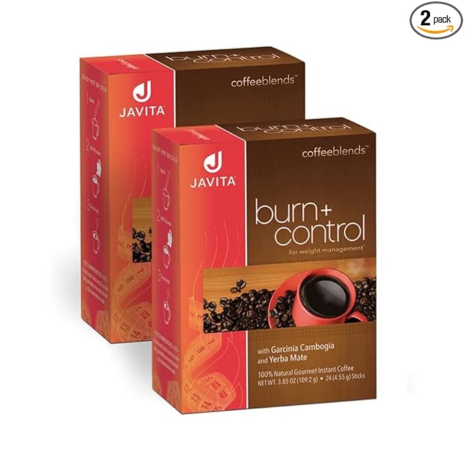 Javita Burn + Control Instant Coffee, Weight Management Herbs: Garcinia Cambogia & Yerba Mate, Slimming Coffee with Help of Exercise, Keto, Dieters Drink, 2 box / 24 (4.55g Sticks), 48 Count - Bloomnest