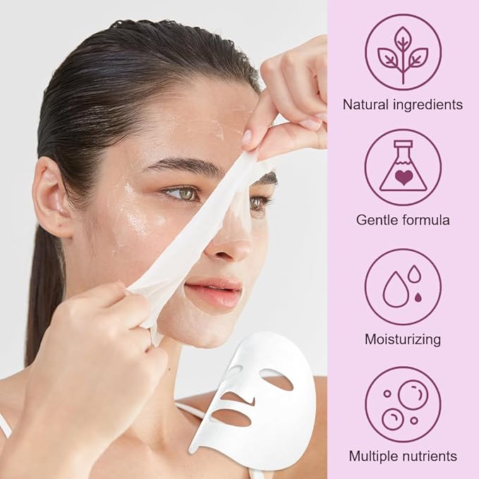 8 Pack Rose Face Mask,Pink Face Masks Spa Day kit Supplies for Women,Sheet Facial Mask Skincare for Kids Gifts Set,Hydrate Nourish Soothe for All Skin Types,Spa Party Favors - Bloomnest