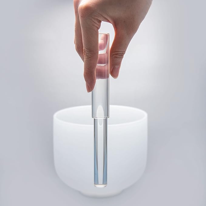 TOPFUND Silicone Quartz Singing Bowl Mallet | Medium-Hard Silicone Sleeve + High Purity Crystal Energy Rod