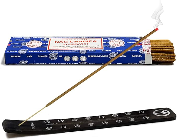 TRUMIRI Incense Stick Holder Bundle with Satya Sai Baba Nagchampa 100g Incense Sticks - Pack of 1 (Approx 100 Sticks) - Bloomnest