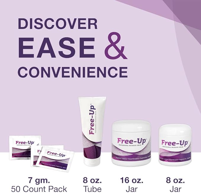 Free-Up-Professional Massage Cream, Fragrance-Free, Great Glide, Lubricity, Tissue Perception, Perfect for Physical Therapy, Massage Versatile, Non-Greasy, 8 Oz Jar - Bloomnest
