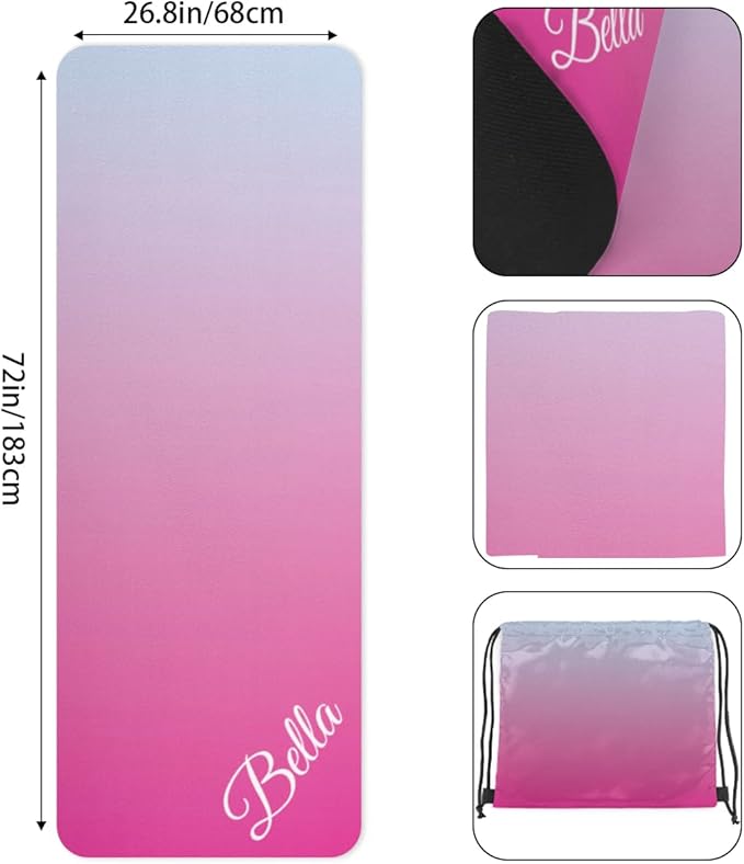 Custom Name Yoga Mat,Personalized Travel Yoga Exercise Mat,Non Slip,Perfect for Kids & Adults,Gradient Color E Series - Bloomnest