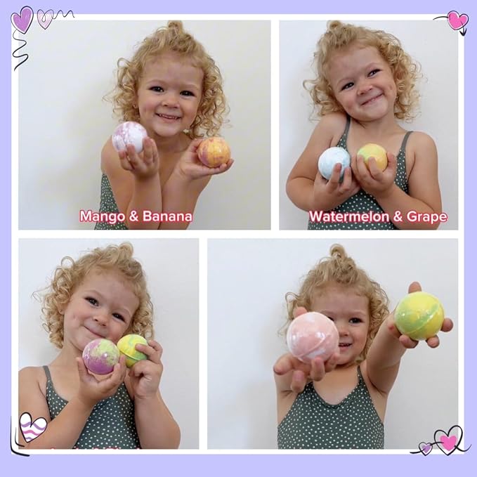 Mermaid & Unicorn Brand 24 Count Mermaid-Themed Kids Bath Bombs Set with Fruity Scents and Surprise Jewelry Inside