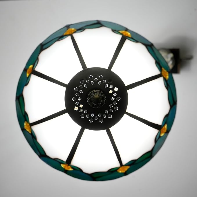 White Tiffany Lamp Small Bedside Dector Light Vintage Stained Glass Table Lamp Living Room Night Lamp Farmhouse Cute Blue Green Butterfly Wings Style Bedroom Nightstand Desk Lamps 8 Inch Mini Gift - Bloomnest