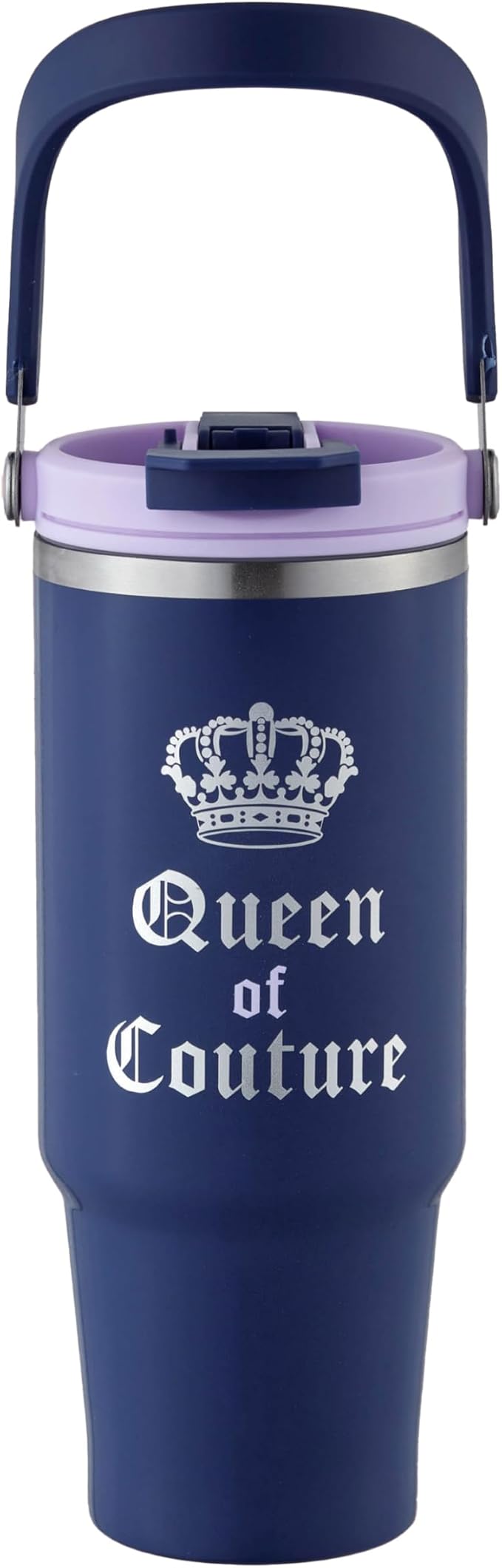 Juicy Couture Flip Fusion Hydration 40oz Stainless Steel Tumbler with Flip Handle, Navy - Bloomnest