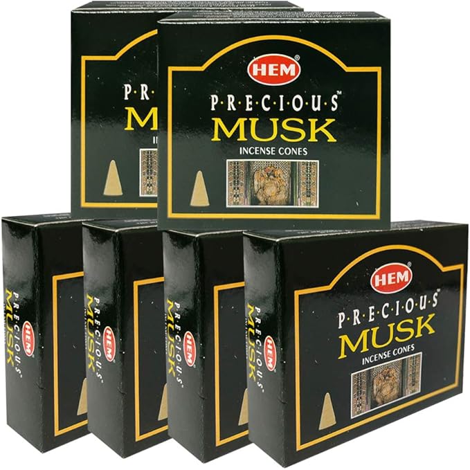 TRUMIRI Incense Cone Holder Bundle with Hem Precious Musk Incense Cones - Pack of 6 (Approx 60 Cones) TRUMIRI