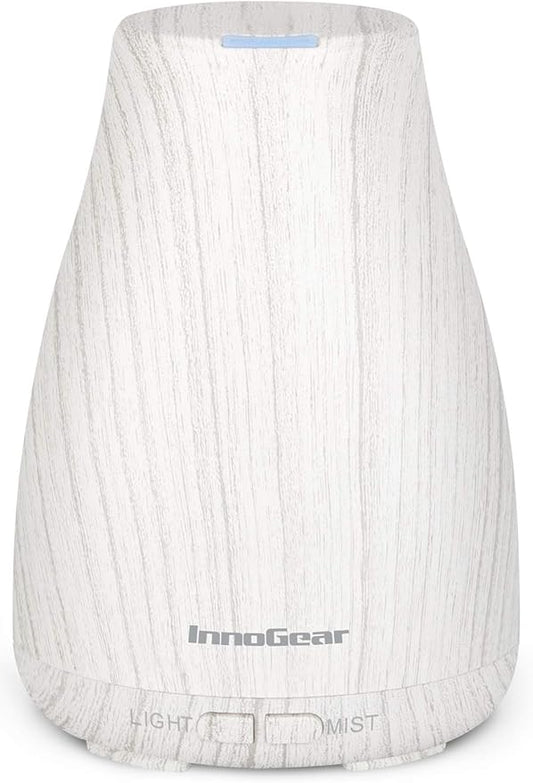 InnoGear Essential Oil Diffuser, Ultrasonic Diffusers for Home Aromatherapy Humidifier for Bedroom Room 7 Colors LED 2 Mist Mode Auto Off, White Grey - Bloomnest