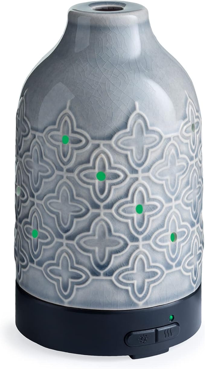 Airome Jasmine Medium Essential Oil Diffuser|100 mL Humidifying Ultrasonic Aromatherapy Diffuser 8 Colorful LED Lights, Intermittent & Continual Mist, Auto Shut-Off Airom%C3%A9