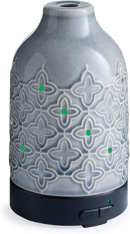Airome Jasmine Medium Essential Oil Diffuser|100 mL Humidifying Ultrasonic Aromatherapy Diffuser 8 Colorful LED Lights, Intermittent & Continual Mist, Auto Shut-Off Airom%C3%A9