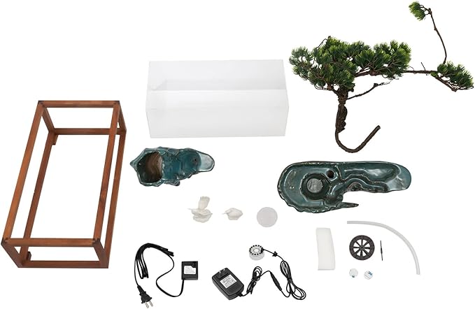 Tabletop Water Fountain, Indoor Waterfall with Mist Maker and Water Wheel for Home Office Decor for Good Luck Wealth - Bloomnest