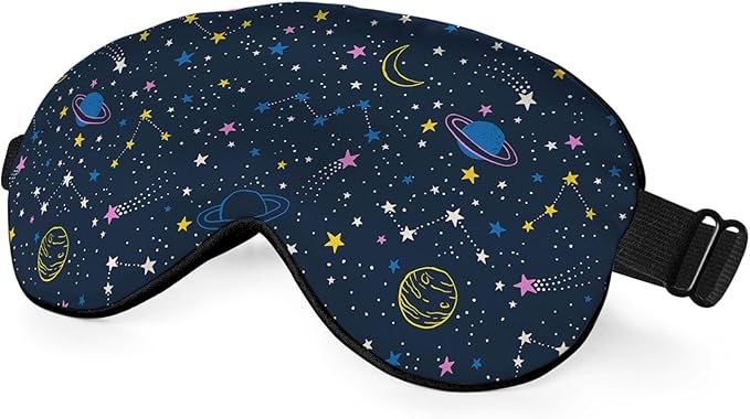 Space Planets Sleep Mask Eye Mask Comets Constellations Stars Night Sky Astronomical Colorful Sleep Mask Adjustable Smooth Soft Eye Masks for Women Deep Rest Travel - Bloomnest
