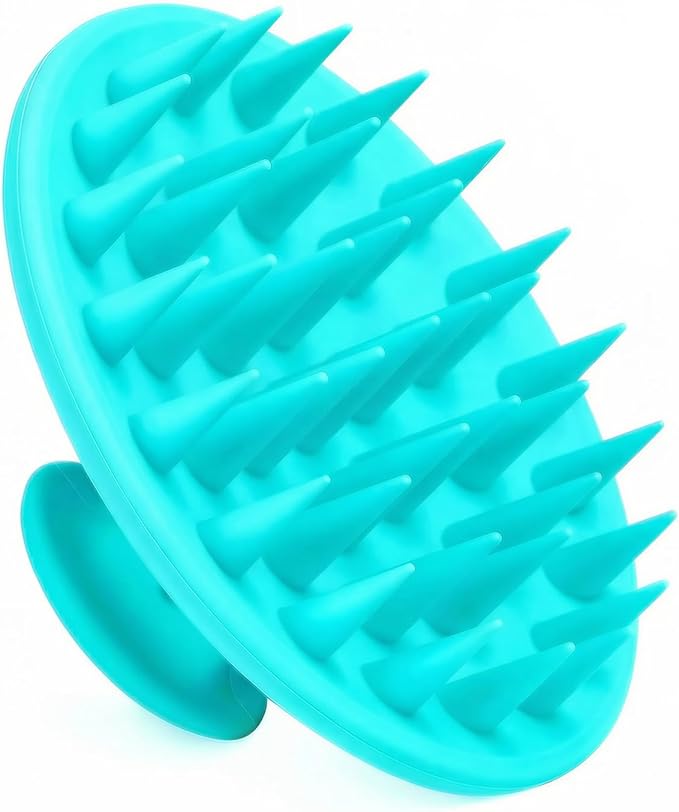Meartchy Silicone Scalp Massager Shampoo Brush, Scalp Brush for Hair Growth & Dandruff Removal, Hair Scrubber Scalp Stimulator Exfoliator Brush with Soft Bristles for Wet Dry Scalp Care (Lake Blue) Meartchy